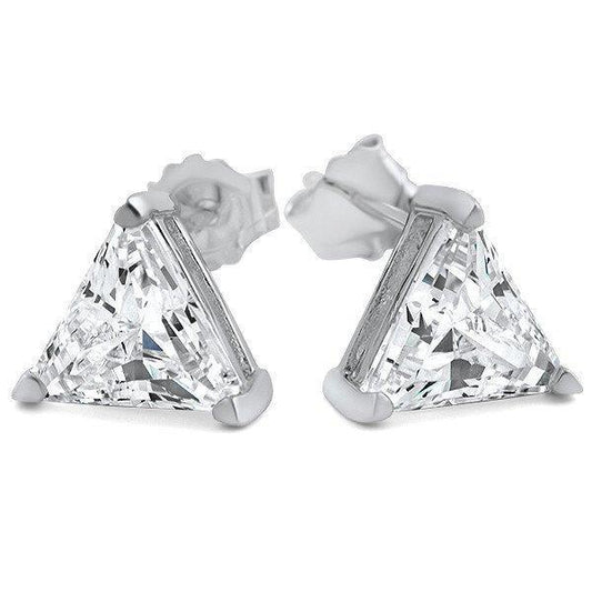 Brinco de diamante com corte triangular de 2 quilates e ouro branco sólido - harrychadent.pt