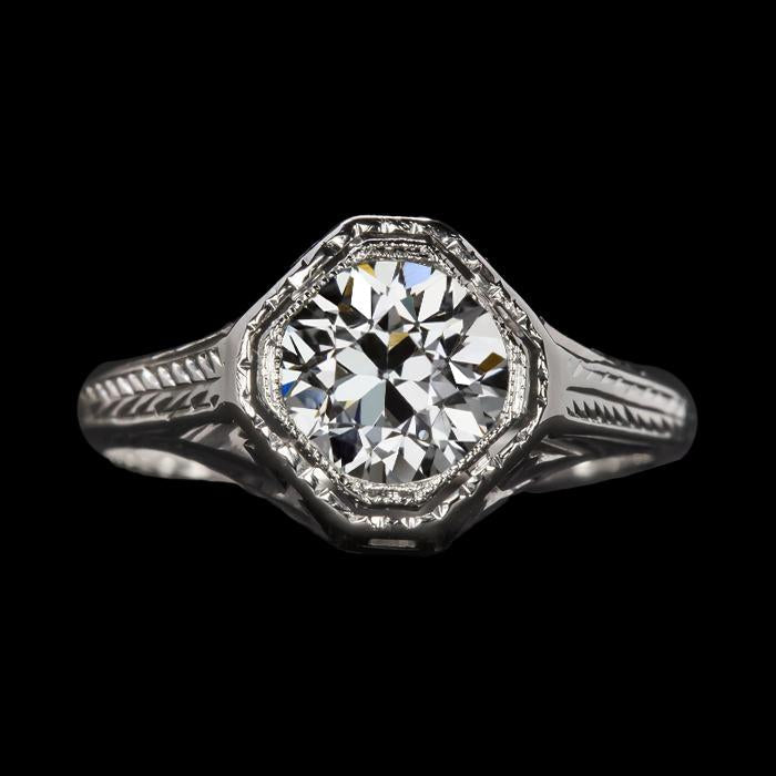 Anel de casamento de 2 quilates estilo vintage em formato redondo Old Cut Diamond - harrychadent.pt