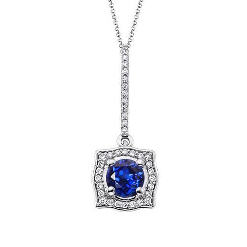Colar de diamantes de safira de Ceilão 2 ct e pingente de ouro branco 14K - harrychadent.pt
