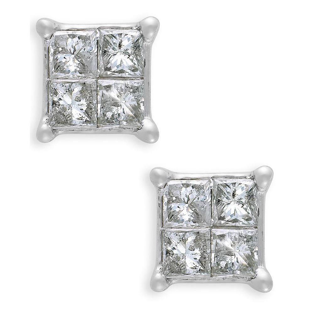 Brinco Princesa Corte de Diamante 2 Ct em Ouro Branco 14K - harrychadent.pt