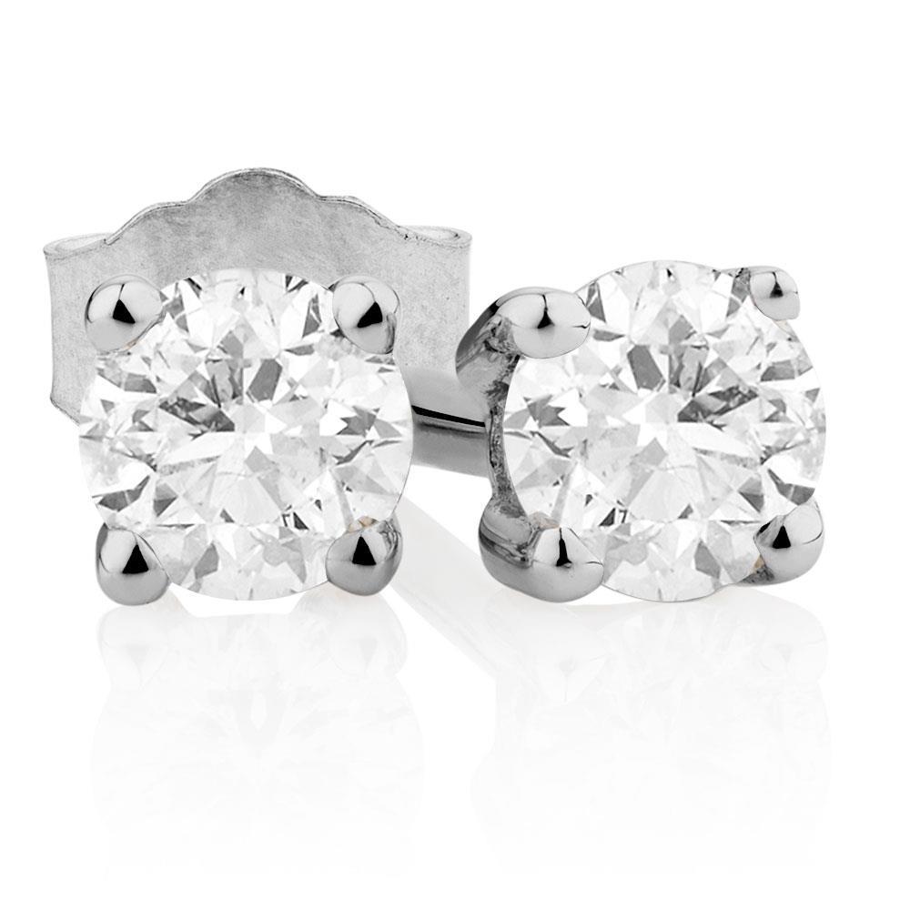 Conjunto de pontas de 2 ct com corte redondo de diamante e brinco feminino de ouro branco 14K - harrychadent.pt