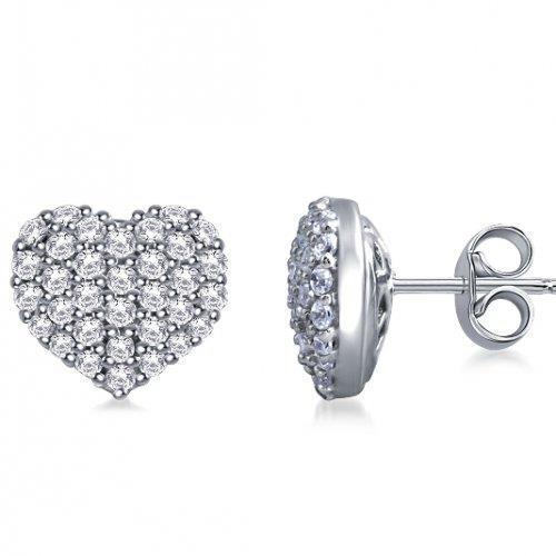 Conjunto de pá de brinco redondo de diamante com pino redondo de 2 quilates em ouro branco 14K - harrychadent.pt