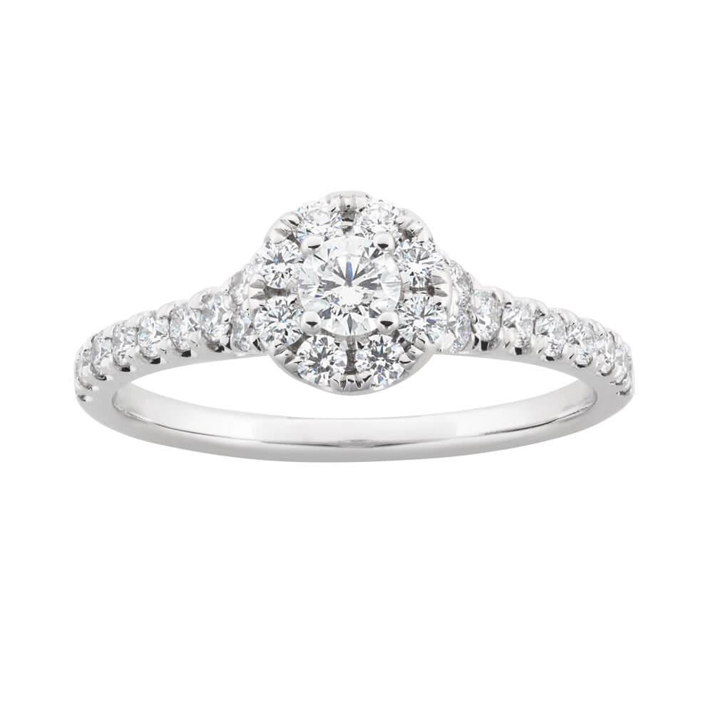 2 Ct Round Prong Set Diamond Wedding Ring Halo 14K White Gold
