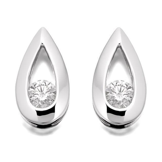 Diamantes redondos cintilantes de 2 ct e brincos tipo lágrima em ouro branco - harrychadent.pt