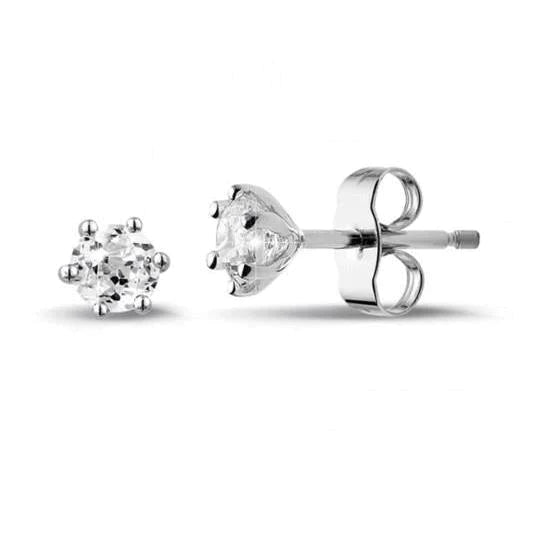 2 Ct. Brincos femininos com cravação de coroa e diamante ouro branco 14K