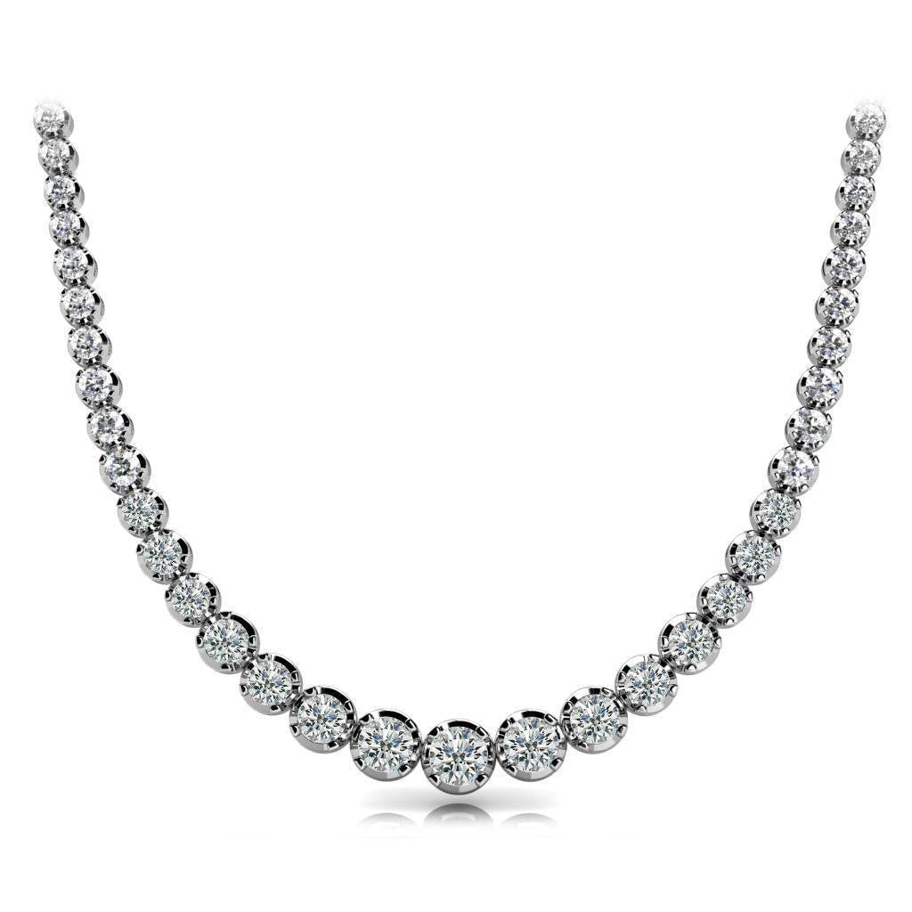 Collana a filo 18 carati con diamanti rotondi in oro bianco gioielli scintillanti - harrychadent.pt