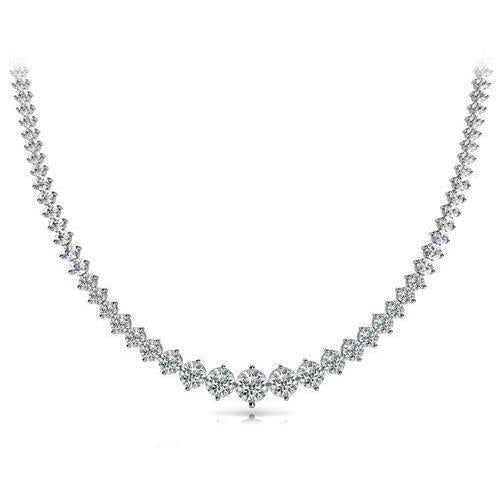 Colar de senhora de diamantes pequenos redondos de 24 ct em ouro branco 14K - harrychadent.pt