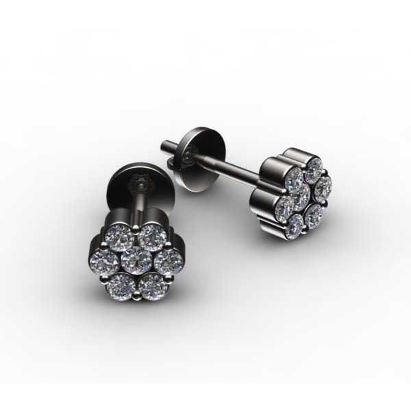 Brinco de pregos em forma de flor de diamante com corte redondo de 2.10 ct - harrychadent.pt