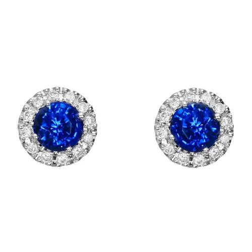 Brinco redondo de safira de Ceilão e diamante de 2.30 quilates - harrychadent.pt