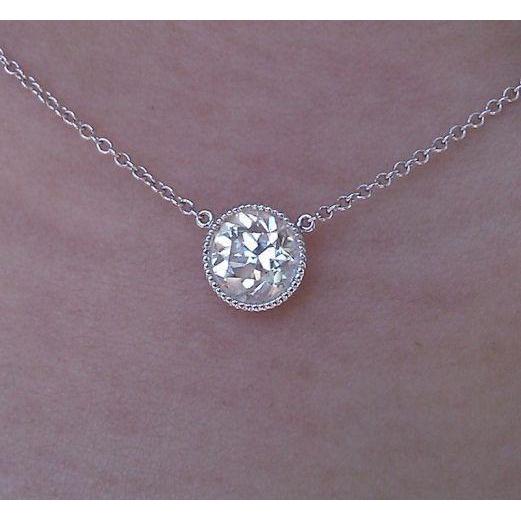 Colar de pingente de diamante com corte redondo de 2.5 quilates em ouro branco 14K - harrychadent.pt