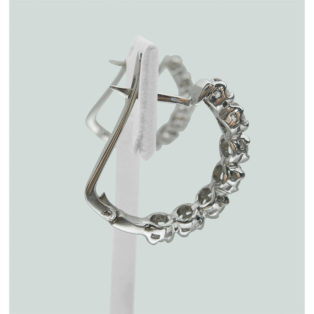 Brinco de aro feminino de diamante redondo de 2.5 quilates em ouro branco sólido 14K - harrychadent.pt