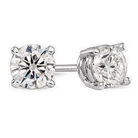 Brinco feminino de diamante com corte redondo de 2.5 ct em ouro branco sólido 14K - harrychadent.pt
