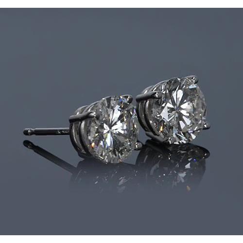 Brinco de pino redondo de diamante com pino de ouro branco de 2.50 quilates em ouro branco 14K F Vs1 - harrychadent.pt
