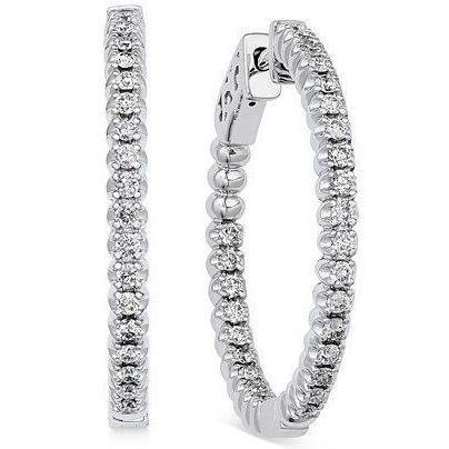 Brincos femininos redondos de argola em ouro branco 14K 2,70 quilates - harrychadent.pt