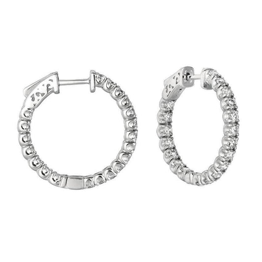 Brinco de par de argola de diamante brilhante redondo de 2.75 quilates em ouro branco 14K - harrychadent.pt