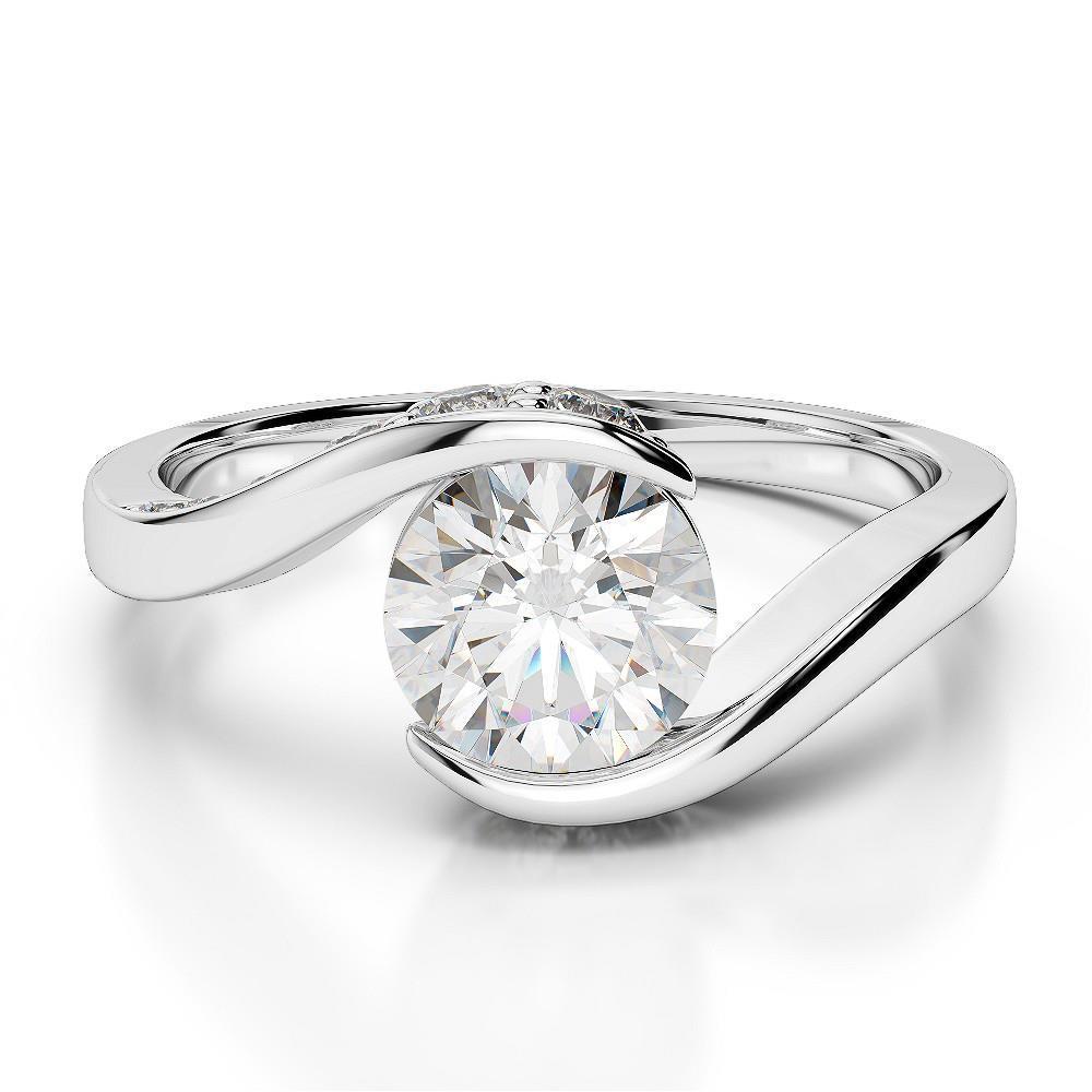 Anel Solitário de Casamento de Diamante Redondo Espumante de 2.75 Quilates Branco 14K - harrychadent.pt
