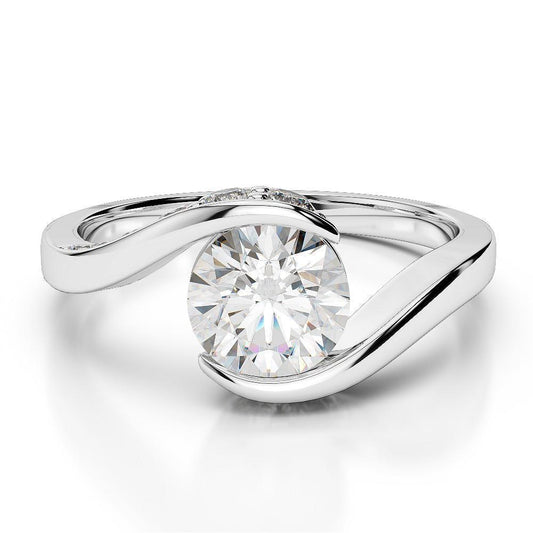 Anel Solitário de Casamento de Diamante Redondo Espumante de 2.75 Quilates Branco 14K - harrychadent.pt