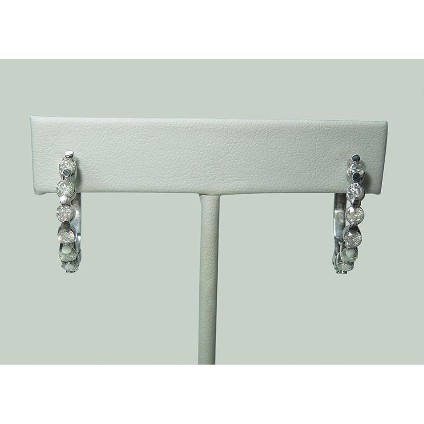 Brinco Huggy Hoop com diamantes de 3 quilates e ouro branco joias femininas - harrychadent.pt