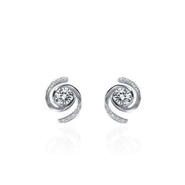 Brincos de 3 quilates em forma de círculo com diamantes de corte redondo e ouro branco - harrychadent.pt