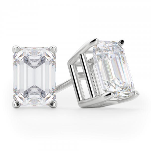 Par de brincos femininos de 3 quilates com diamante de corte esmeralda ouro branco - harrychadent.pt