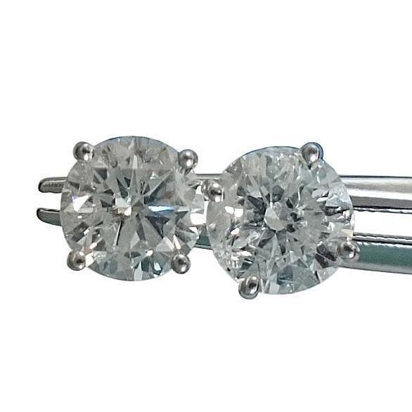 Par de diamante de 3 quilates redondo com parafuso prisioneiro brincos ouro branco - harrychadent.pt