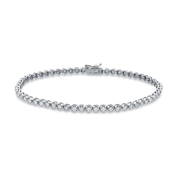 Pulseira de tênis de 3 quilates para senhora com corte redondo de diamante e ouro maciço branco 14K - harrychadent.pt