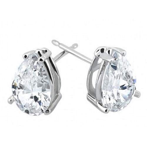 Brinco de diamante de 3 quilates com corte de pêra e ouro branco sólido 14K - harrychadent.pt
