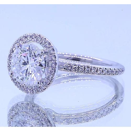 Anel de noivado com diamante redondo de 3 quilates e halo em ouro branco 14K - harrychadent.pt