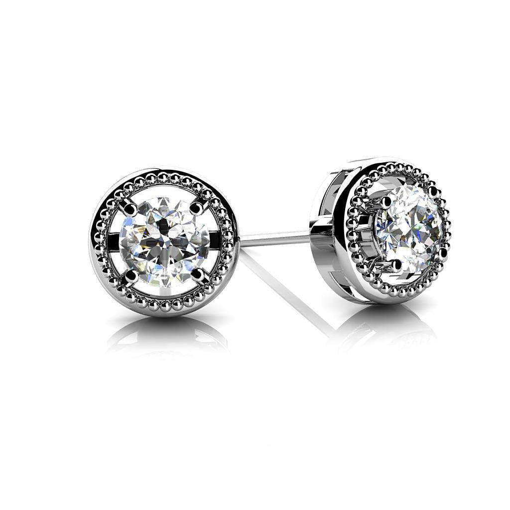 Brinco de ouro branco 14K com diamantes cintilantes de 3 quilates e alojado em círculo - harrychadent.pt