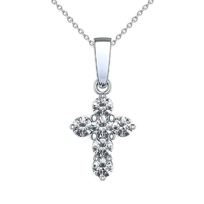 Colar de pingente de cruz de diamante lindo de 3 ct corte redondo- harrychadent.pt