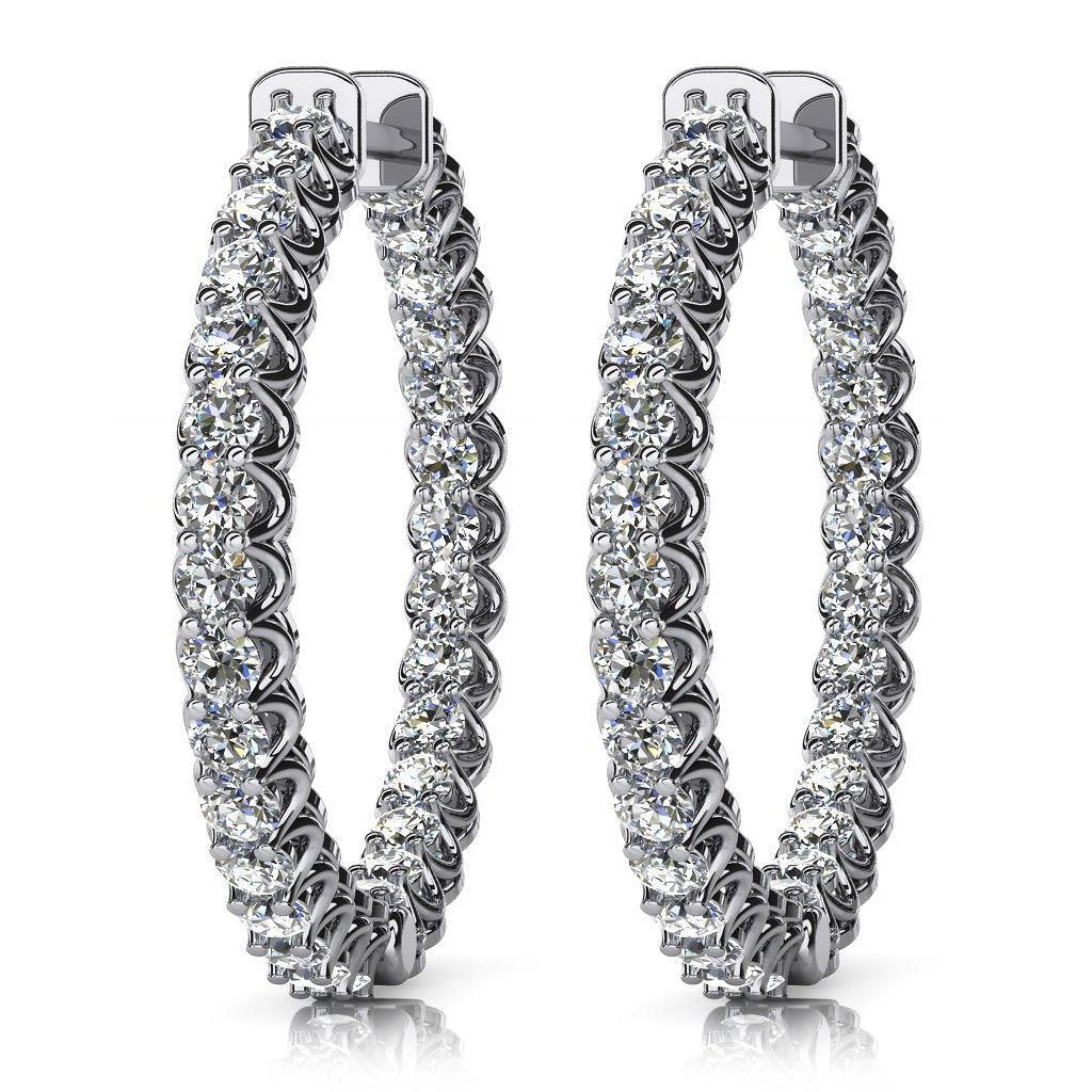 Brincos de argola de senhora com diamantes redondos brilhantes com lapidação brilhante de 3 ct - harrychadent.pt