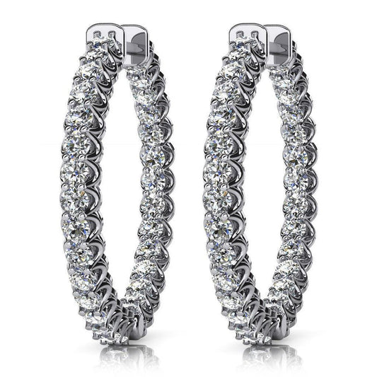 Brincos de argola de senhora com diamantes redondos brilhantes com lapidação brilhante de 3 ct - harrychadent.pt