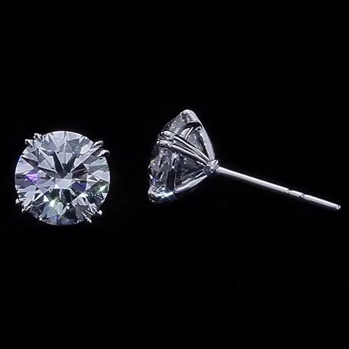 3 ct Solitaire redondo de corte com tachas de diamante e ouro branco feminino - harrychadent.pt