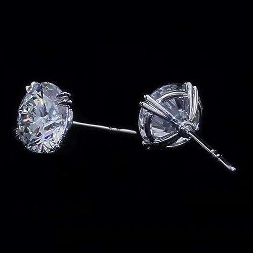 3 ct Solitaire redondo de corte com tachas de diamante e ouro branco feminino - harrychadent.pt
