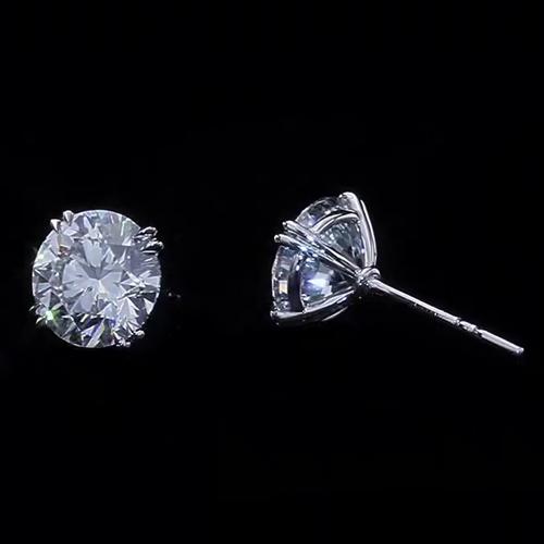 3 ct Solitaire redondo de corte com tachas de diamante e ouro branco feminino - harrychadent.pt