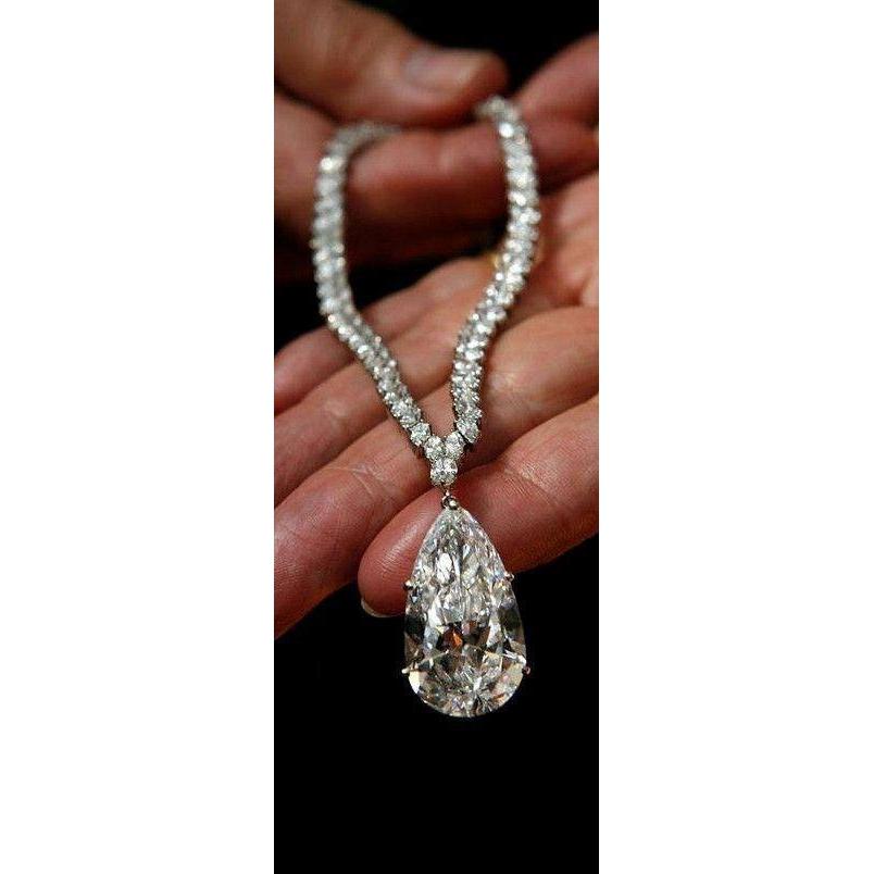 Colar de diamante de pêra 35 quilates em ouro branco sólido 14K - harrychadent.pt