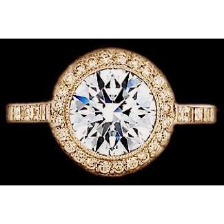 3.01 quilates estilo antigo pave diamante anel halo amarelo ouro 14K - harrychadent.pt