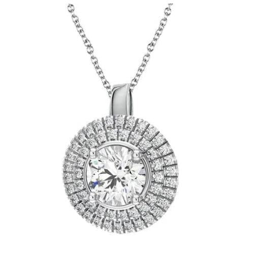 Collana con ciondolo in diamanti da 3.10 carati con catena in oro bianco 14K - harrychadent.pt