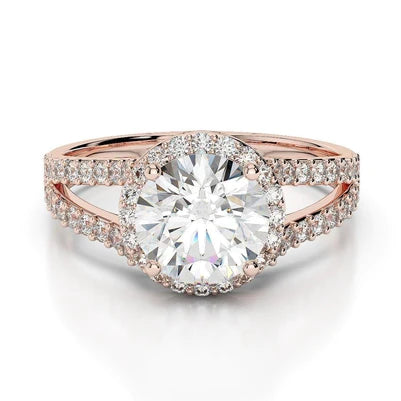 Anel Halo de Diamante 3,25 Quilates Ouro Rosa 14K