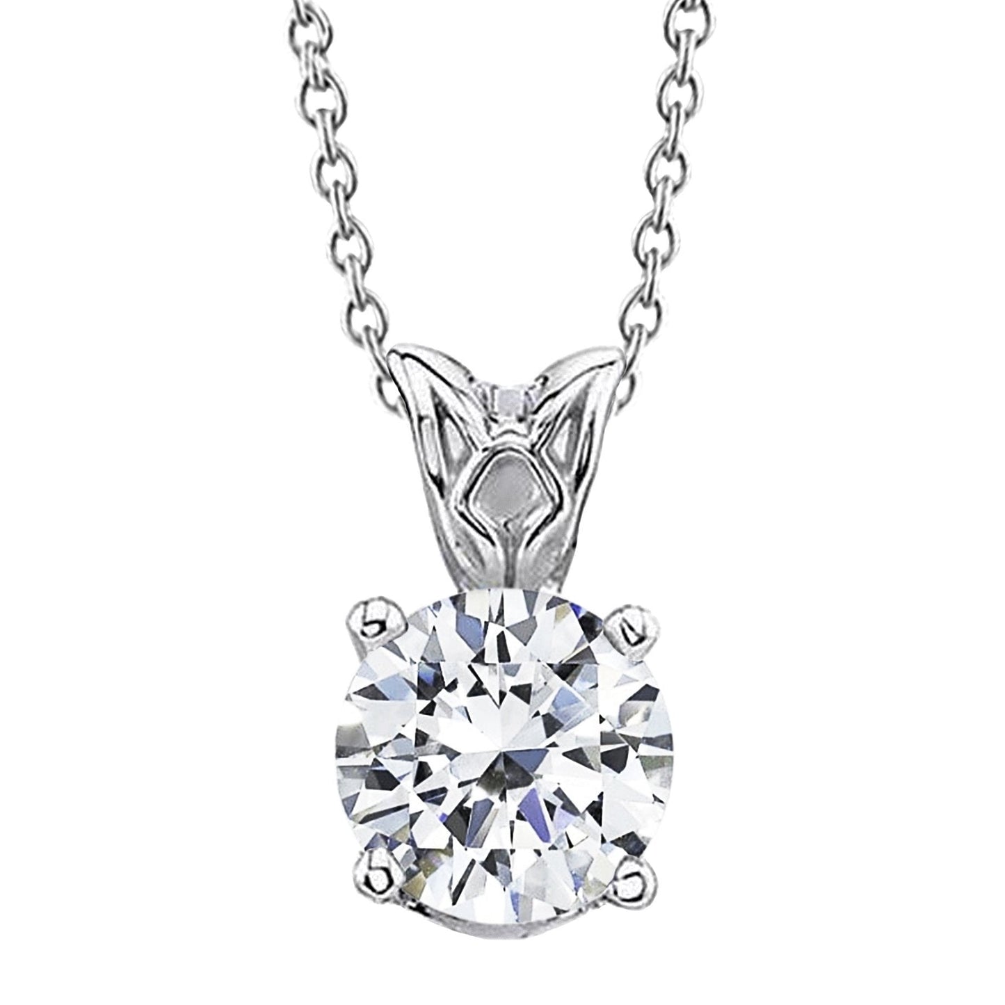 Colar de pingente de diamante grande redondo brilhante com lapidação brilhante de 3.30 ct em ouro branco - harrychadent.pt
