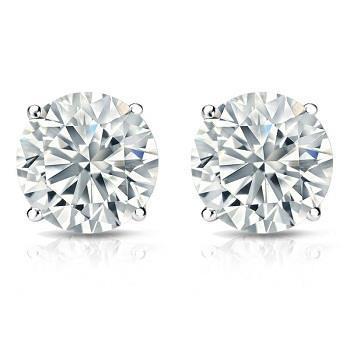 Par de brincos de diamante com cravo redondo de corte redondo 3.5 ct ouro branco 14K - harrychadent.pt