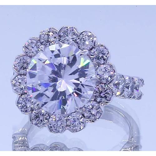 Diamante de 3.50 quilates redondo anel de aniversário de halo em ouro branco 14K - harrychadent.pt