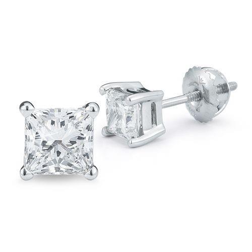 Brincos de diamante 3.50 ct Princess Cut em ouro branco 14K - harrychadent.pt