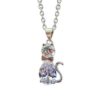 3.50 Ct. Pendente de gato redondo e pera com diamante memorável ouro branco 14K - harrychadent.pt