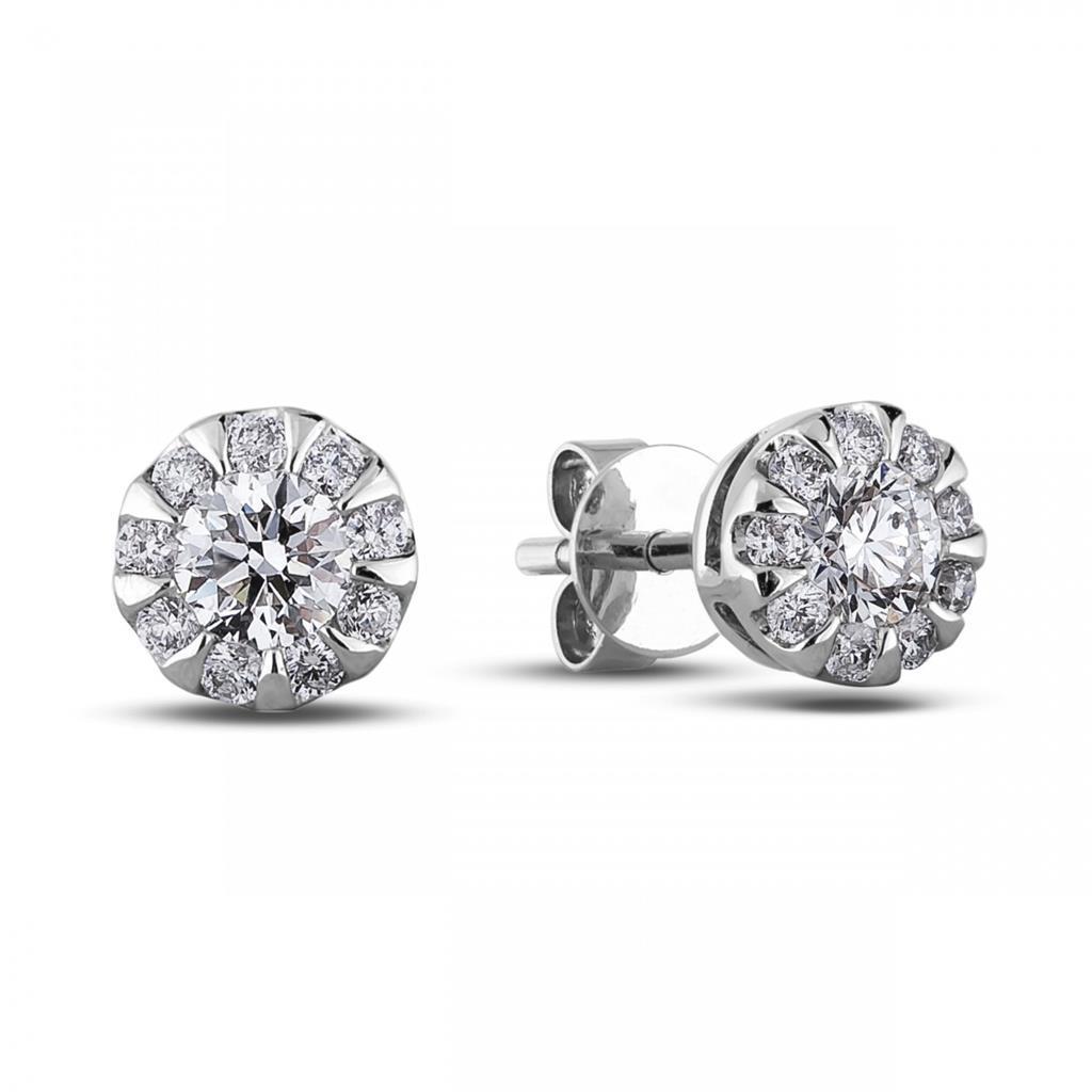 3.80 ct espumante redondo lapidado diamantes femininos brinco de ouro branco - harrychadent.pt