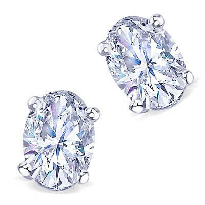 Par de Brinco de Diamante 4 Carat Vs1 Brinco de Diamante Oval Ouro Branco - harrychadent.pt