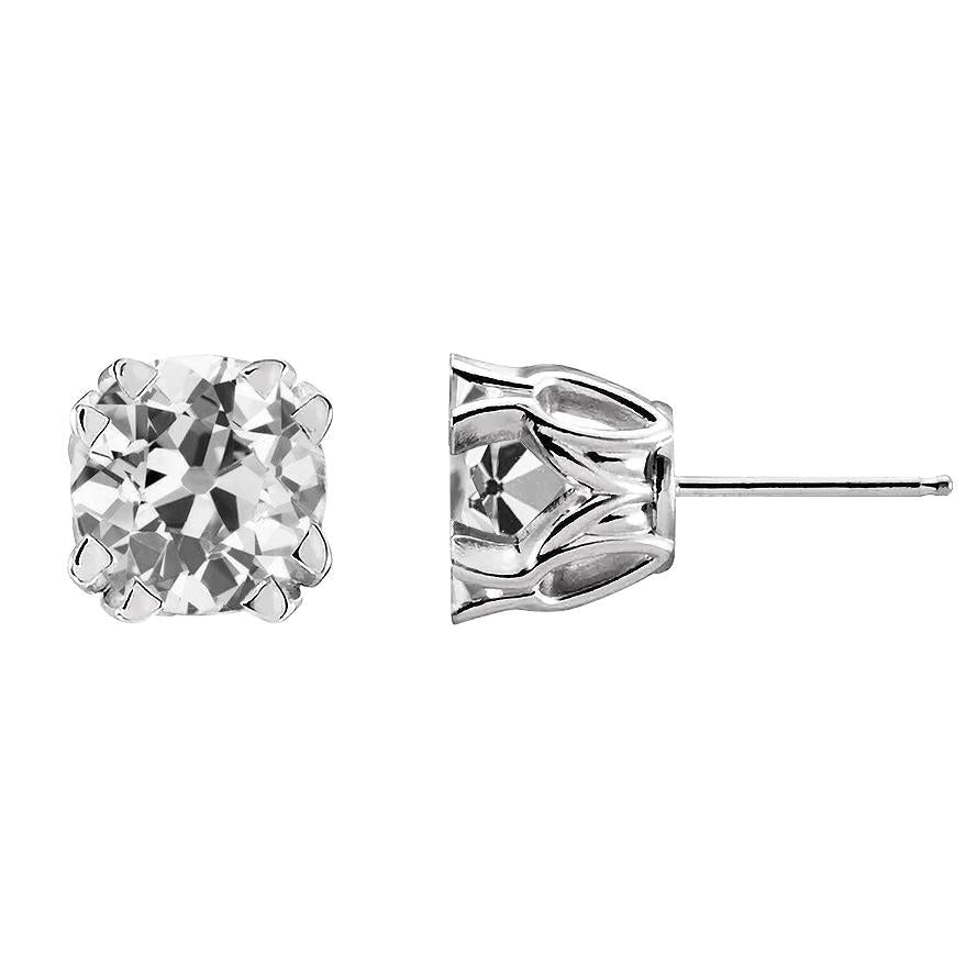 Brincos de diamante de mineiro antigo de 4 quilates com pino e conjunto de pontas - harrychadent.pt