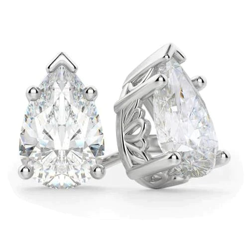 Brincos femininos com diamante lapidação pêra 4 quilates com cravação de coroa