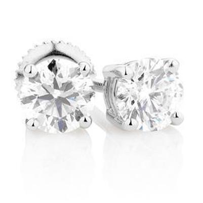 Conjunto de pontas de diamante com corte redondo de 4 quilates e brinco de pregos de diamantes ouro branco - harrychadent.pt