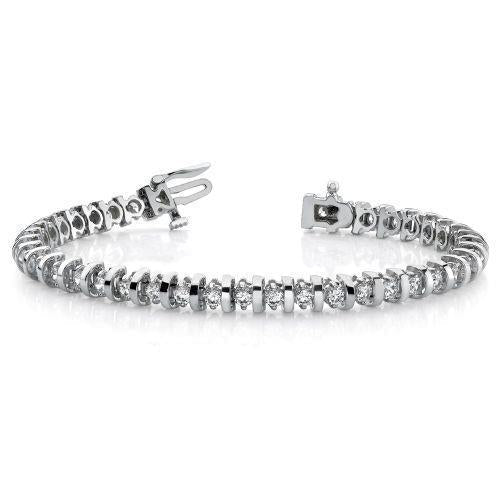 Bracelete de tênis de diamante com conjunto de pontas redondas de 4 quilates e ouro branco 14K - harrychadent.pt
